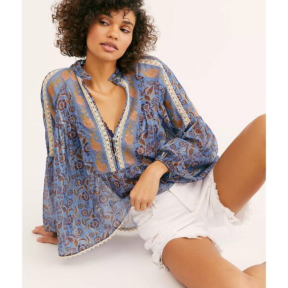 Free People Blue Desert Dusk Tunic‎ Size small - Picture 1 of 8
